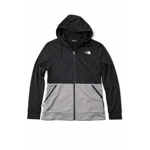 The North Face Womens Hoodie Jacket M Black Gray Full Zip Logo Activewear